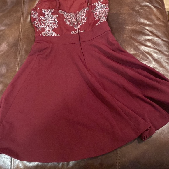 Maroon Fancy Girls A-Line Formal Dress with intricate beaded design - Picture 9 of 9